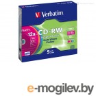  CD-RW Verbatim 700Mb 12x Slim case (5) Color (43167)