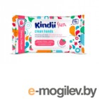 Влажные салфетки детские Kindii Fun Clean Hands с антибактериальной жидкостью, малина (15шт)