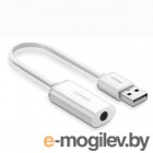 UGREEN USB A Male to 3.5 mm Aux Cable US206 (White) (30712)