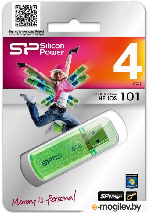 USB Flash Silicon-Power Helios 101 Green 4GB (SP004GBUF2101V1N)