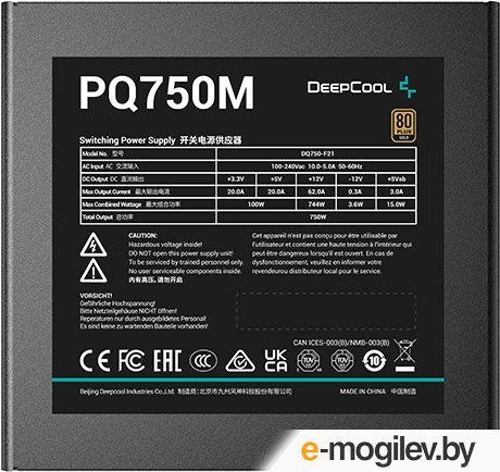���� ������� Deepcool PQ750M (ATX 2.4, 750W, Full Cable Management, PWM 120mm fan, Active PFC, 80+ GOLD) RET