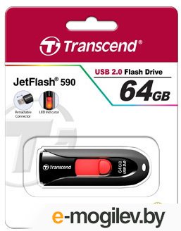 Usb flash ���������� Transcend JetFlash 590 64GB Black/Red (TS64GJF590K)